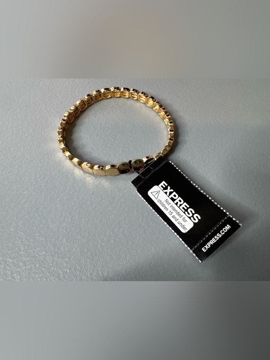 Express Jewelry - Express Gold circular square Stretch Link Bracelet classy chic